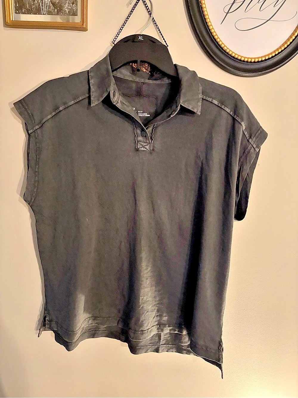 aerie Short Sleeve Polo in Black Size XS NWT